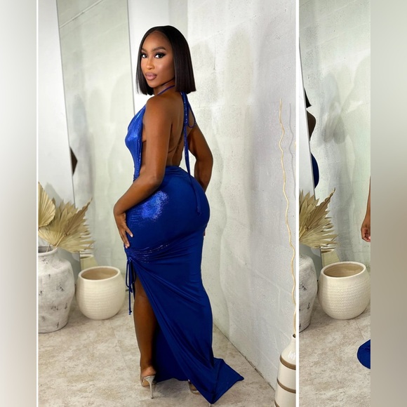 Blue Maxi Cut Out Dress - Picture 2 of 4